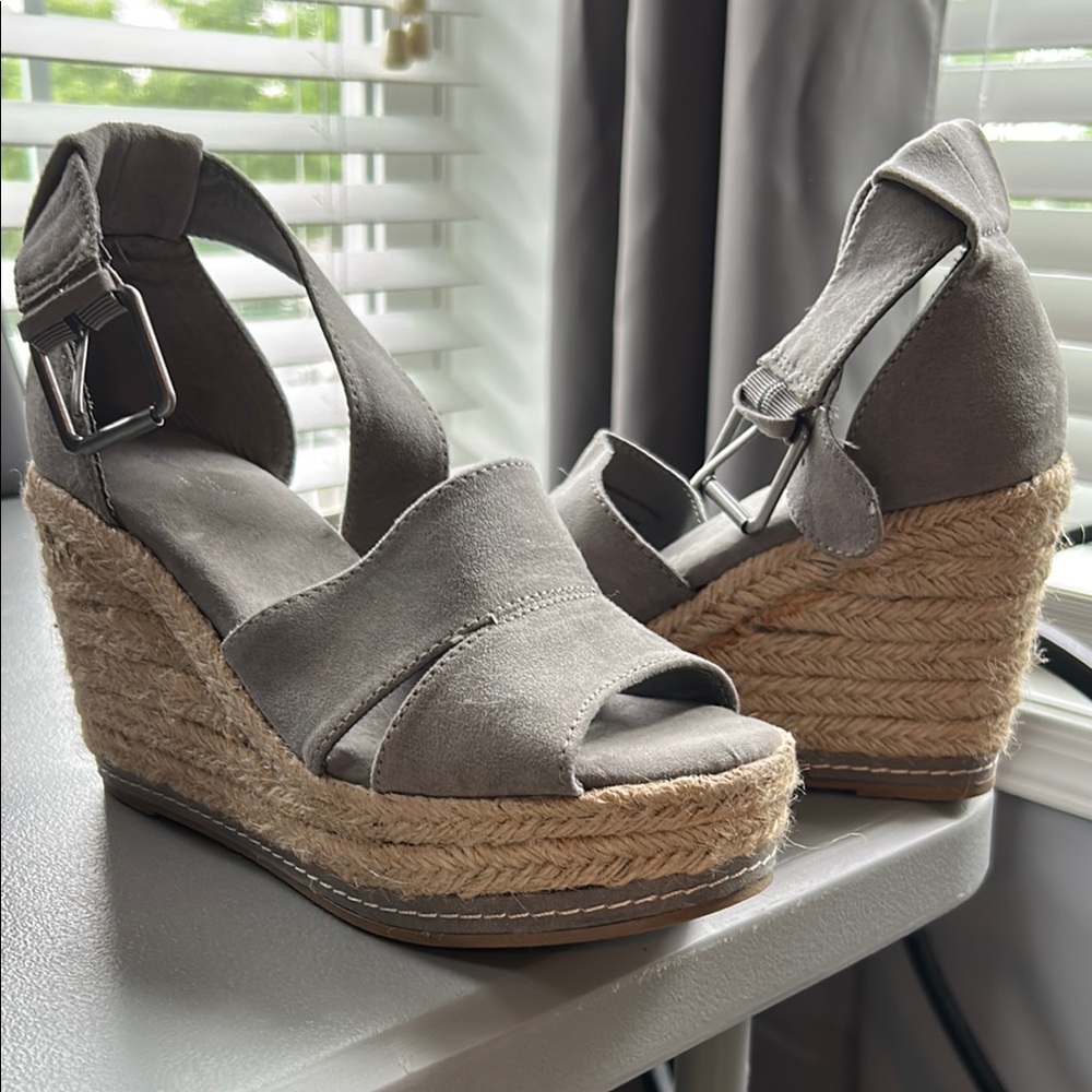Stylish Gray Wedge Sandals